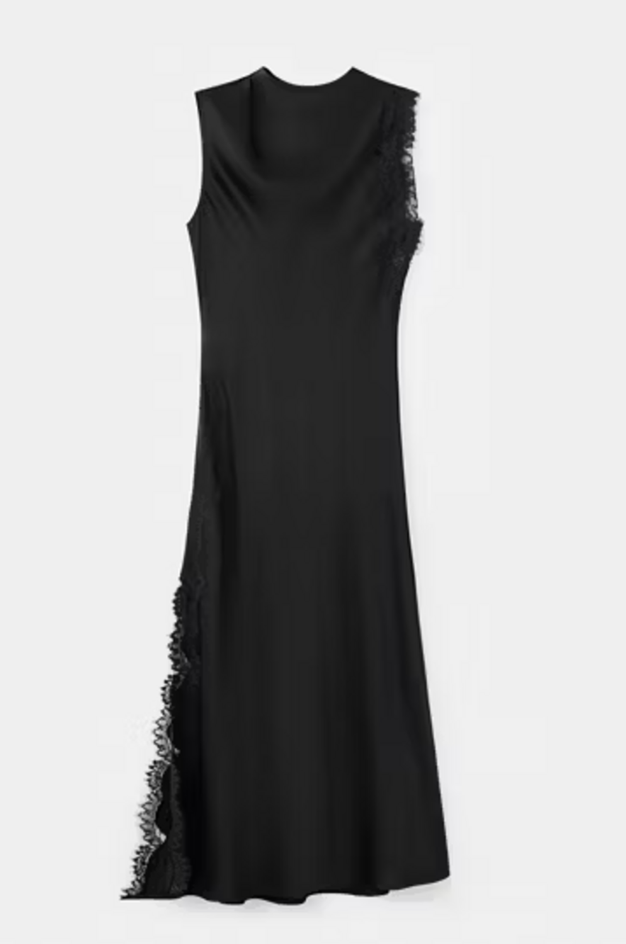 Satin dress with lace details